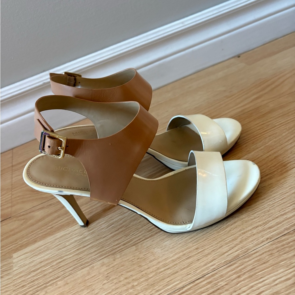 Michael Kors Tan and Cream Heels real leather